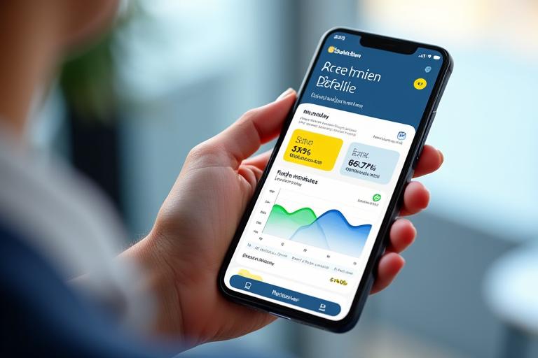 A smartphone displaying a screen time dashboard with charts and data, highlighting reduced usage and improved focus